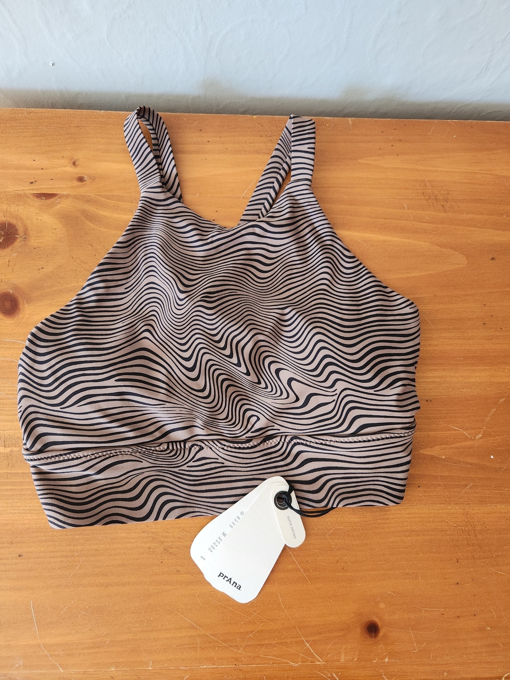 NWT Prana XS Marine Black Weave Street Top Sports Bra